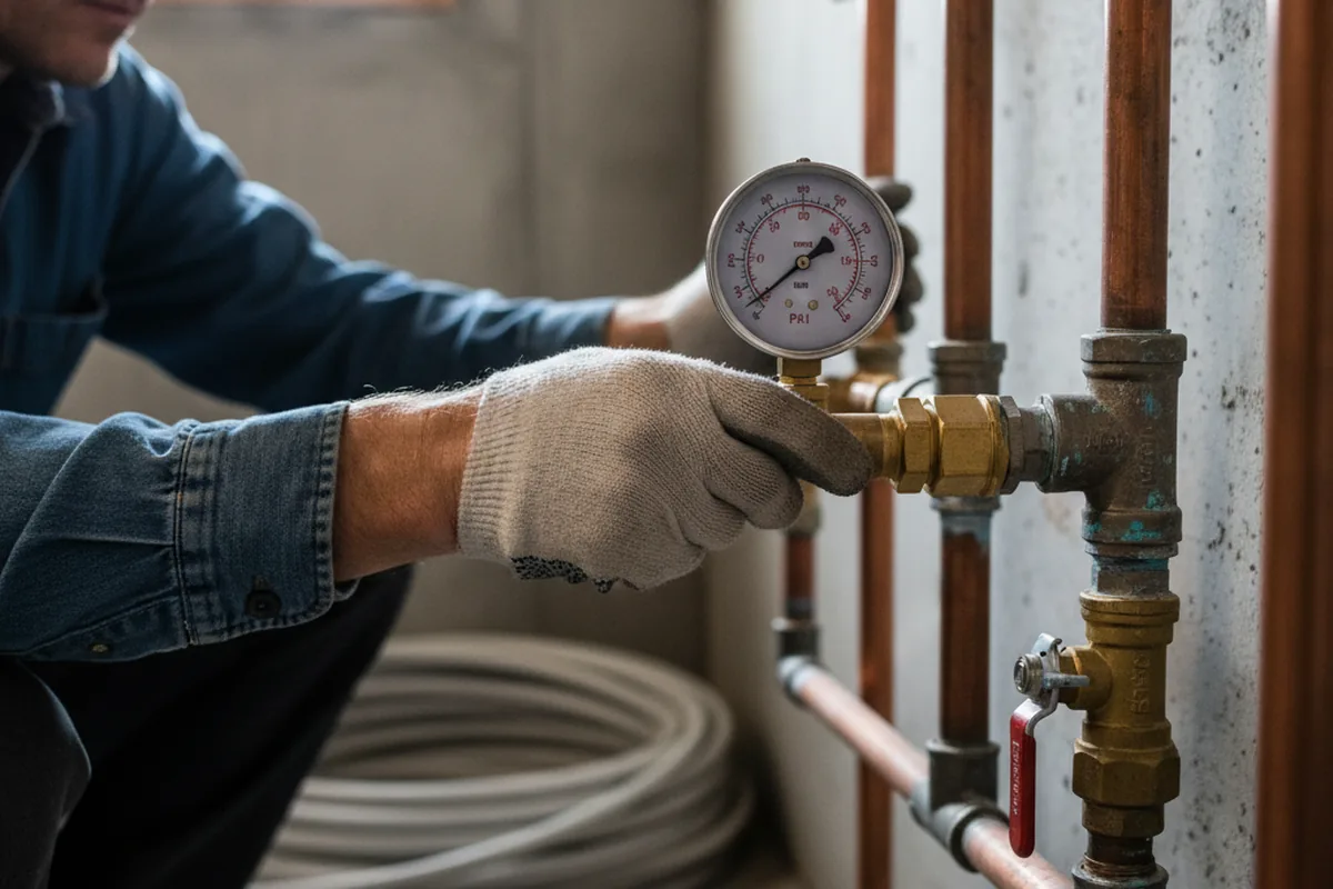 Pressure testing a repaired line during Water Line Repair in London